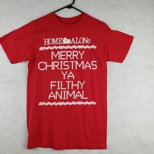 Home Alone Size M Merry‎ Christmas Ya Filthy Animal Graphic Tee Shirt Red Funny